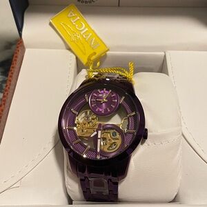 Objet D Art Hand Wind Purple Dial Men's Watch